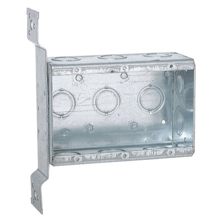 Electrical Box, 47.8 cu in, Switch Box Type, 3 Gangs, Steel, Rectangular Shape MPN:686