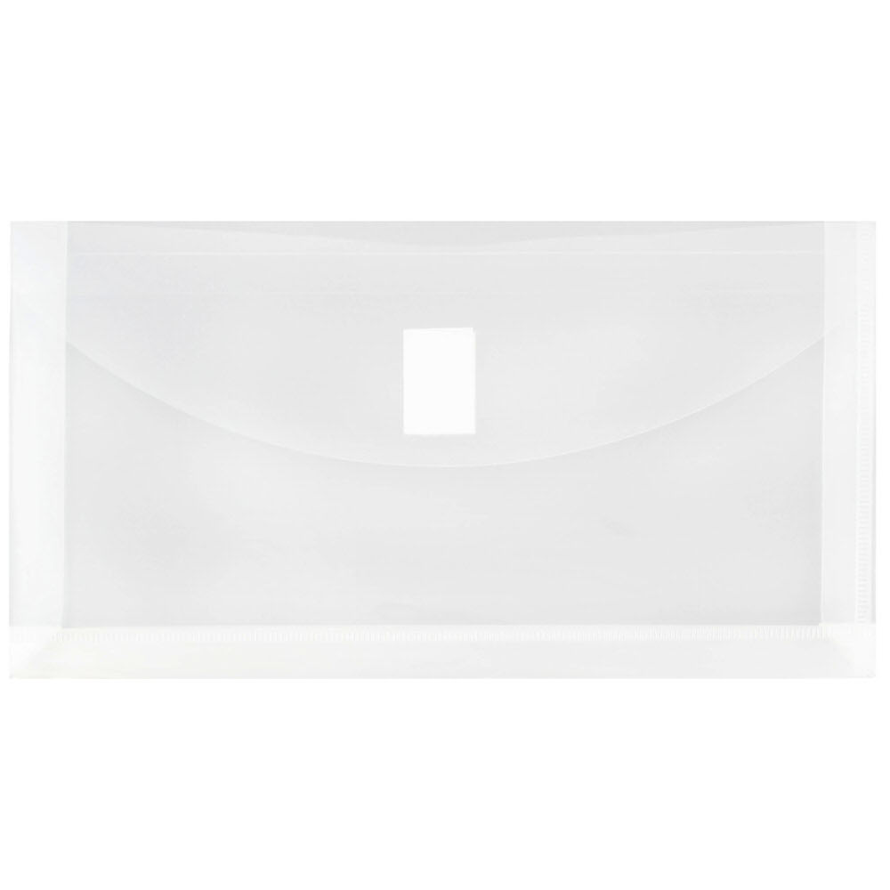 JAM Paper #10 Plastic Envelopes, Hook and Loop Closure, Clear, Pack Of 12 MPN:1241688