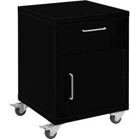 BenchPro™ Storage Cabinets 1 Drawer & 1 Door with Casters Steel Top Black Frame LSCC-DD2122-Black
