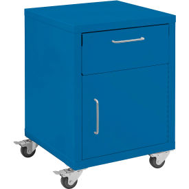 BenchPro™ Storage Cabinets 1 Drawer & 1 Door with Casters Steel Top Light Blue Frame LSCC-DD2122-Light blue