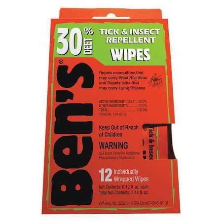 Insect Repellant, Wipes, PK12 MPN:0006-7085