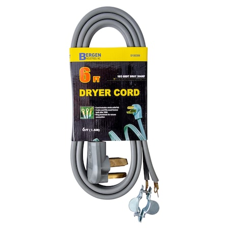 Appliance Power Cord 6FT.3-Wire Clothes MPN:D100306