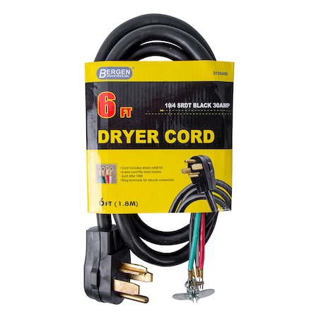 Appliance Power Cord 6FT.4-Wire Clothes MPN:D100406