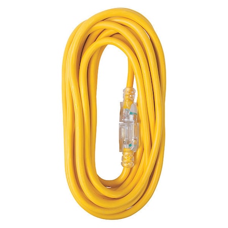 SJTW Extension Cord, 12 AWG, Outdoor, 12/3, 1 Outlets, Yellow, Vinyl, 25 ft MPN:OC25123LT