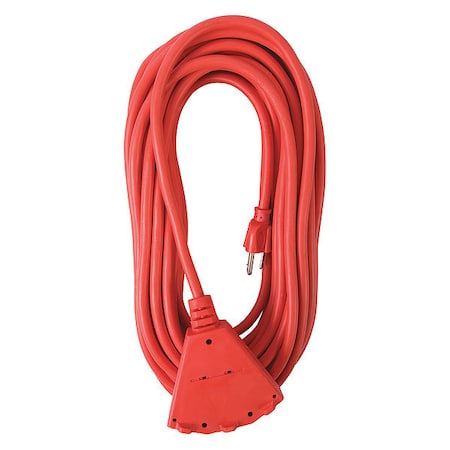 SJTW Extension Cord, 14 AWG, Outdoor, 14/3, 3 Outlets, Orange, Vinyl, 50 ft MPN:OC501433T