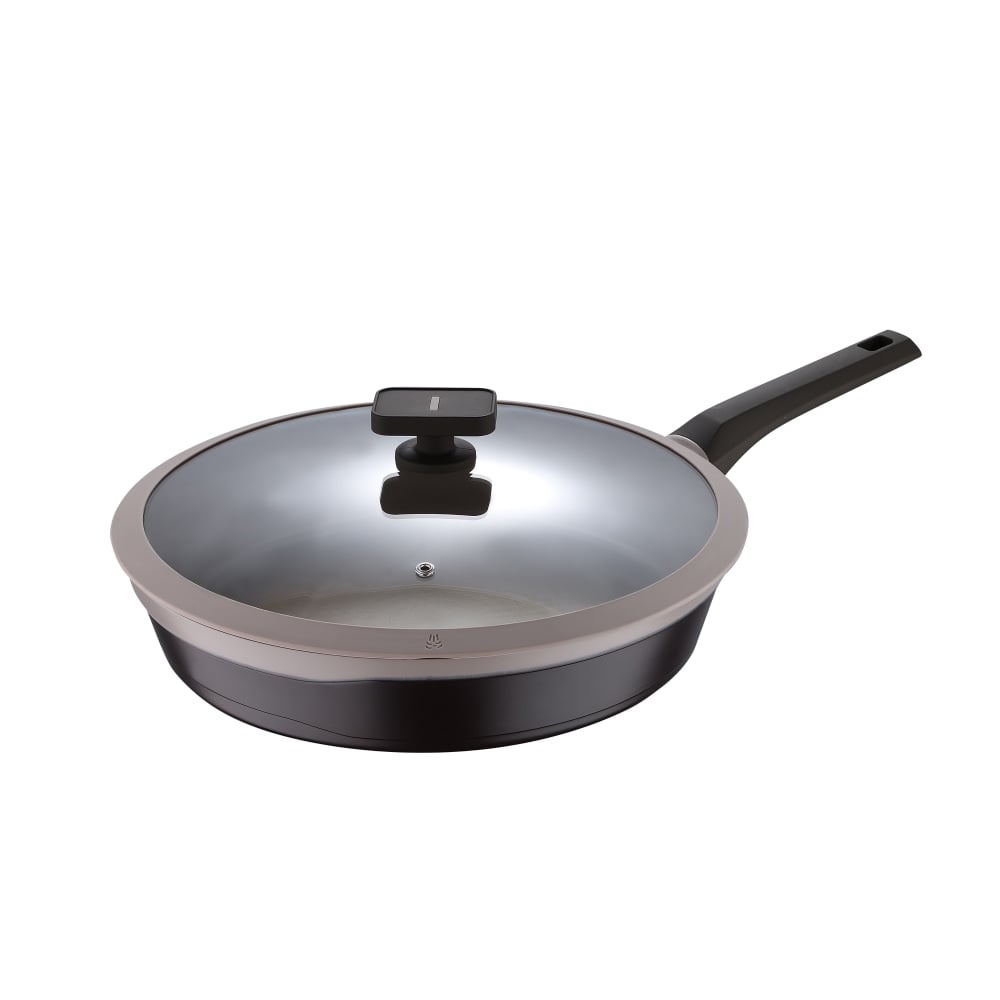 Masterpro Gastro Titanium Aluminum Nonstick Fry Pan With Lid, 12-1/2in, Brown MPN:MPUS14023BRN