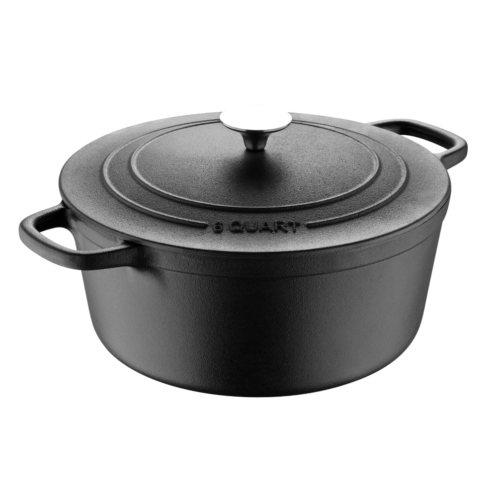 Masterpro Bergner Iron Covered Dutch Oven, 6-Quart, Black MPN:MPUS16309BLK