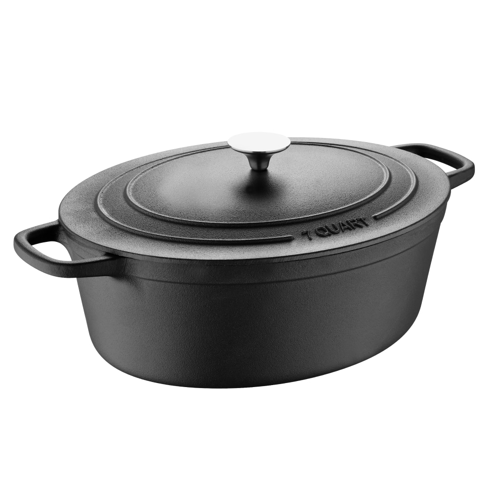 Masterpro Bergner 7-Quart Iron Covered Oval Dutch Oven, Black MPN:MPUS16310BLK