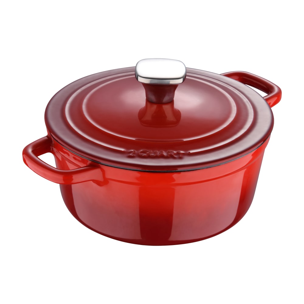 Masterpro Bergner Iron Dutch Oven With Lid, 2 Qt, Red MPN:MPUS16320RED