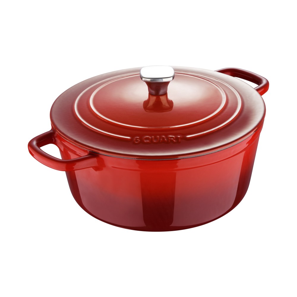 Masterpro Bergner 6-Quart Iron Dutch Oven With Lid, Red MPN:MPUS16321RED