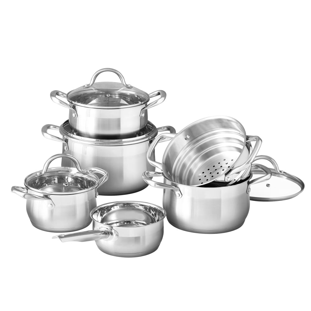 Bergner Stainless-Steel Induction-Ready 10-Piece Cookware Set, Stainless Steel MPN:BGUS10116STS