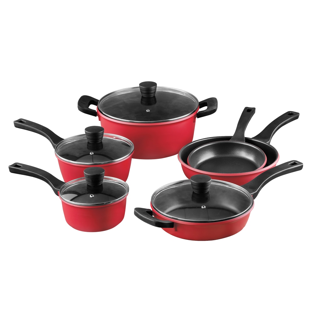 Bergner 10-Piece Aluminum Cookware Set, Retro Red MPN:BGUS14008RED