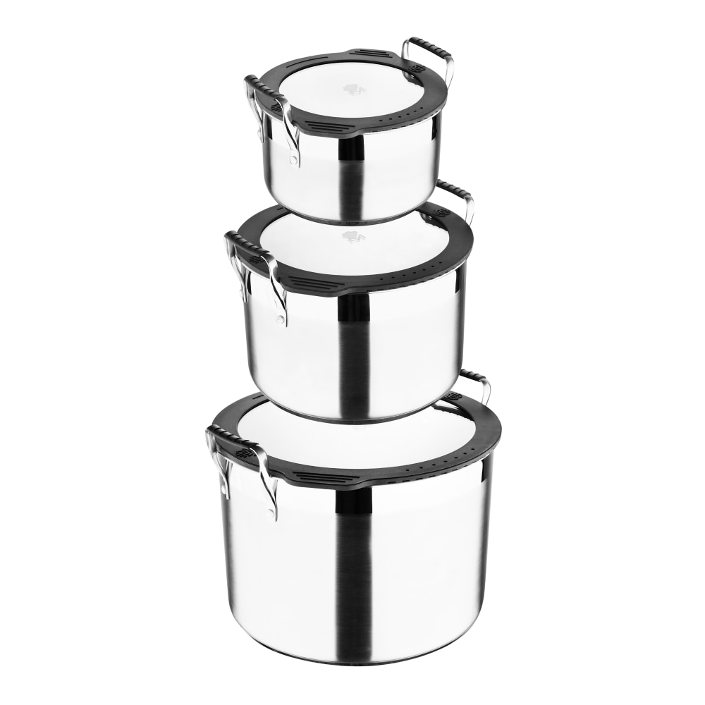 Masterpro Smart 3-Piece Stainless Steel Stock Pot Set, Silver MPN:MPUS10209STS