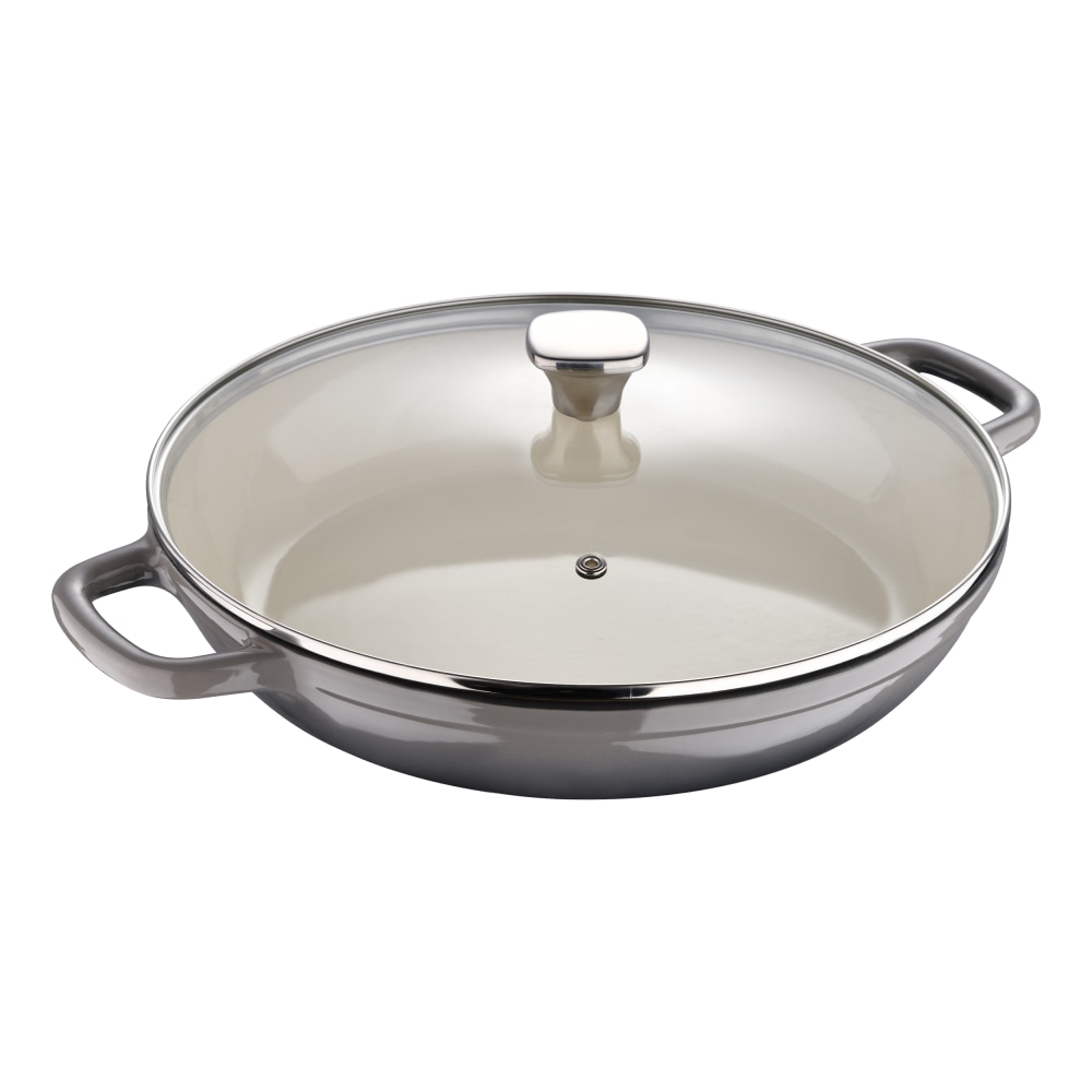 Masterpro Bergner 3.5-Quart Iron Braiser With Glass Lid, 12in, Fog MPN:MPUS16322FOG