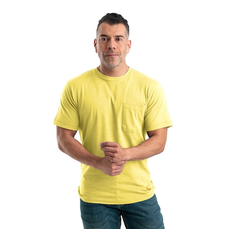 Performance Short Sleeve Pocket Tee, XL, 60% Cotton / 40% polyester Jersey, Yellow, XLT MPN:BSM38