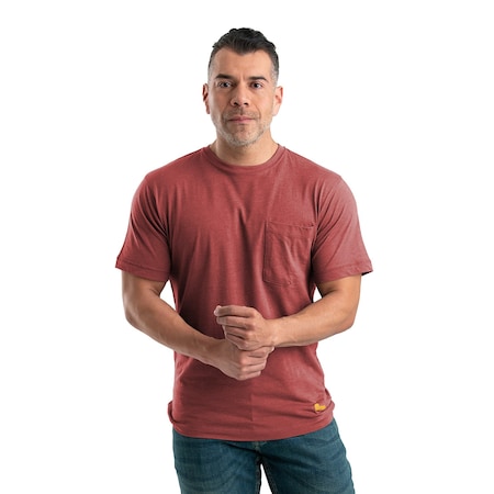 Performance Short Sleeve Pocket Tee, 4XL, 60% Cotton / 40% polyester Jersey, Deep Red, 4XL MPN:BSM38