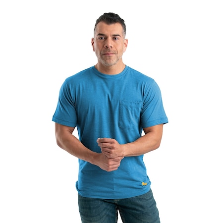 Performance Short Sleeve Pocket Tee, L, 60% Cotton / 40% polyester Jersey, Riptide, L MPN:BSM38