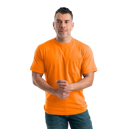 Performance Short Sleeve Pocket Tee, S, 60% Cotton / 40% polyester Jersey, Orange, S MPN:BSM38