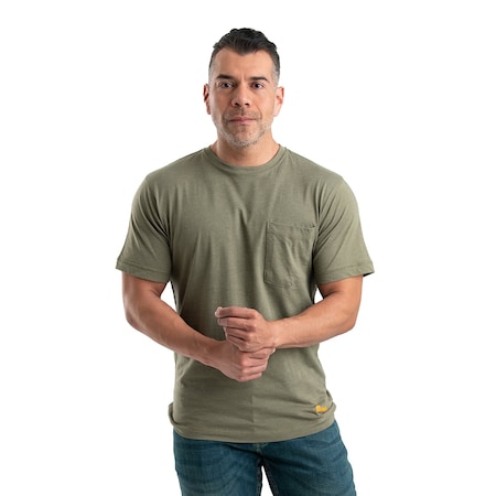 Performance Short Sleeve Pocket Tee, 5XL, 60% Cotton / 40% polyester Jersey, Lichen, 5XLT MPN:BSM38