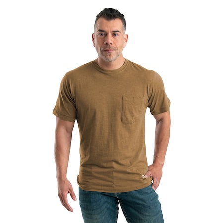 Performance Short Sleeve Pocket Tee, 5XL, 60% Cotton / 40% polyester Jersey, Brown, 5XL MPN:BSM38