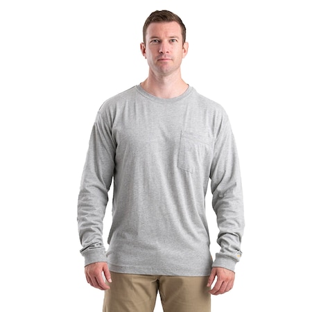 Performance Long Sleeve Pocket T-Shirt, 88% cotton 12% polyester jersey, Grey, 5XL MPN:BSM40