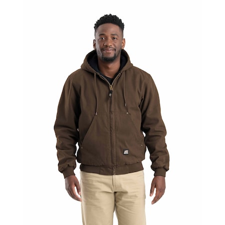 Heartland Washed Duck Hooded Work Jacket, 100% cotton sanded duck, Bark, XL MPN:HJ375