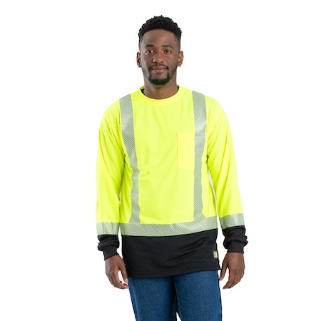 Hi-Vis Long Sleeve T-Shirt, polyester birdseye mesh, Yellow, 6XLT MPN:HVK018