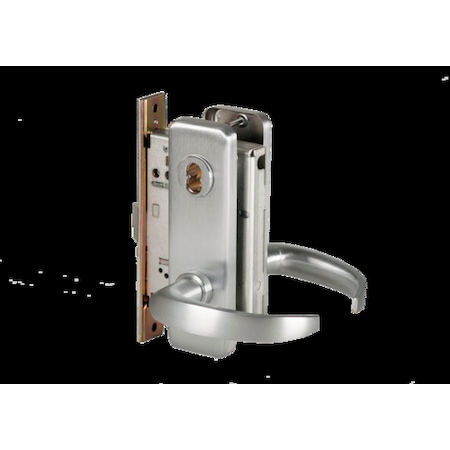 Mortise 45H Lock, Dormitory, Lever, Escutcheon, Sat Chr AM, RH MPN:45H7T14J626AMRH