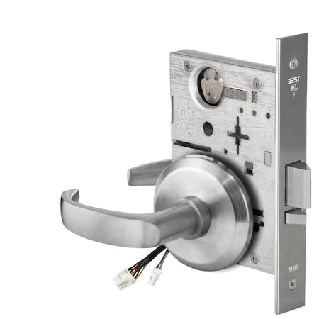 Fail Safe, 24V, No Key Override, Electrified Mortise Lock, 14 Lever, Request to Exit, Satin Chrome MPN:45HW0NXEL14S626RQE