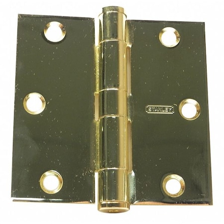 Door and Butt Hinge, Steel, Full Mortise Mounting, 1 1/2 in Leaf W x 3 1/2 in Leaf H, Bright Brass MPN:F179 3 5X3 5 DOOR HINGE 3 STL
