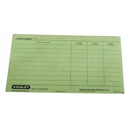 Key Authorization Card, Paper, For Keys MPN:G11
