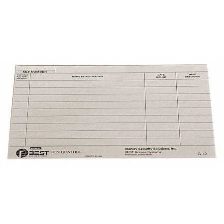Key Authorization Card, Paper, For Keys MPN:G12