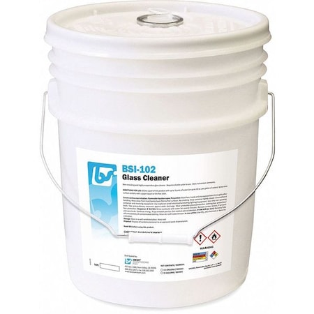 Liquid Glass Cleaner, 5 gal., Clear, Blue, Unscented, Pail MPN:BSI1022