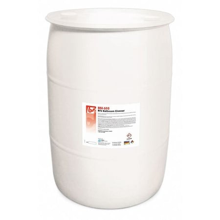 Bathroom Cleaner, Liquid, Clear, 55 gal MPN:BSI1033