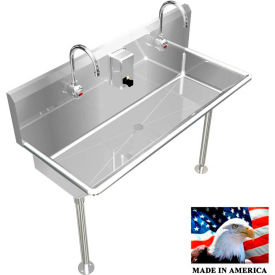 BSM Inc. Stainless Steel Sink 2 Station w/Electronic Faucets Straight Legs 42