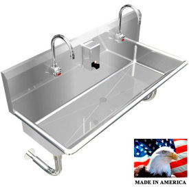BSM Inc. Stainless Steel Sink 2 Station w/Electronic Faucets Round Tube Mounted 48