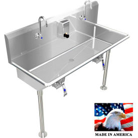 BSM Inc. Stainless Steel Sink 2 Station w/Knee Operated Faucets 42