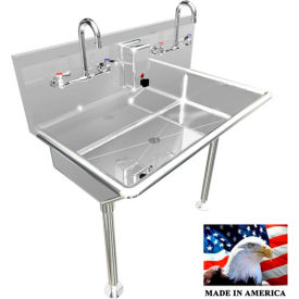 BSM Inc. Commercial Stainless Steel Sink 2 User w/Manual Faucets Straight Legs 36