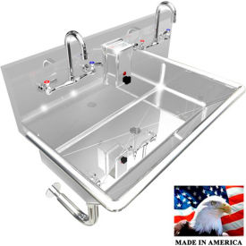 BSM Inc. Commercial Stainless Steel Sink 2 Users w/Manual Faucets Wall Mounted 36
