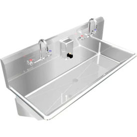 BSM Inc. Stainless Steel Sink 2 Stations w/Manual Faucets Wall Mounted 42