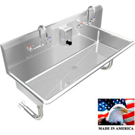 BSM Inc. Stainless Steel Sink 2 Station w/Manual Faucets Round Tube Mounted 48