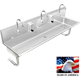BSM Inc. Stainless Steel Sink 3 Station w/Electronic Faucets Round Legs 60