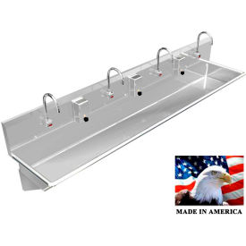 BSM Inc. Stainless Steel Sink 4 User w/Electronic Faucets Wall Brackets 80