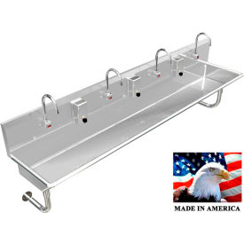 BSM Inc. Stainless Steel Sink 4 User w/Electronic Faucets Round Tube Mounted 84