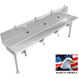 BSM Inc. Stainless Steel Sink 4 User w/Knee Valve Operated Valves Straight Legs 80