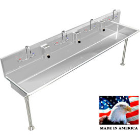 BSM Inc. Stainless Steel Sink 4 User w/Manual Faucets Straight Legs 80