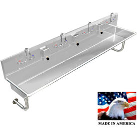 BSM Inc. Stainless Steel Sink 4 User w/Manual Faucets Round Tube Mounted 80