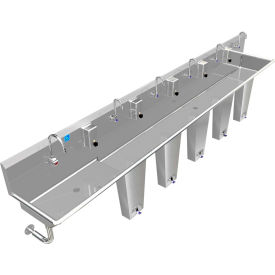 BSM Inc. ADA SS Sink 6 Station with 1 Electronic Faucet at Left Side 144