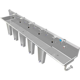 BSM Inc. ADA SS Sink 6 Station with 1 Electronic Faucet at Right Side 144