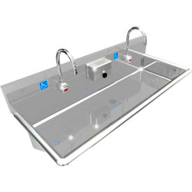 BSM Inc. ADA SS Sink 2 Station with Electronic Faucet & 1 Soap Dispenser 48